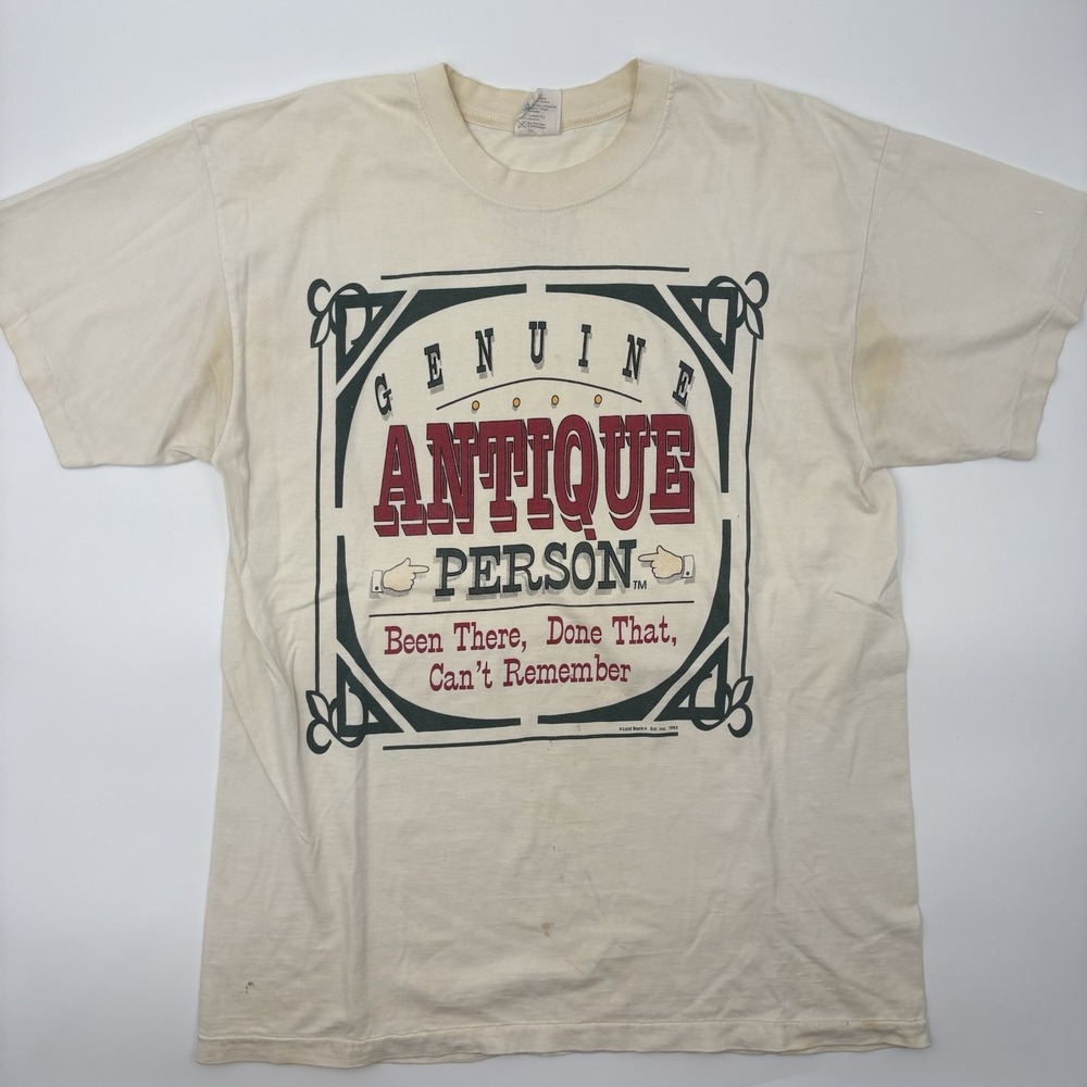 Vintage 1993 Laid Back Genuine Antique Person Single Stitch T Shirt Mens XL